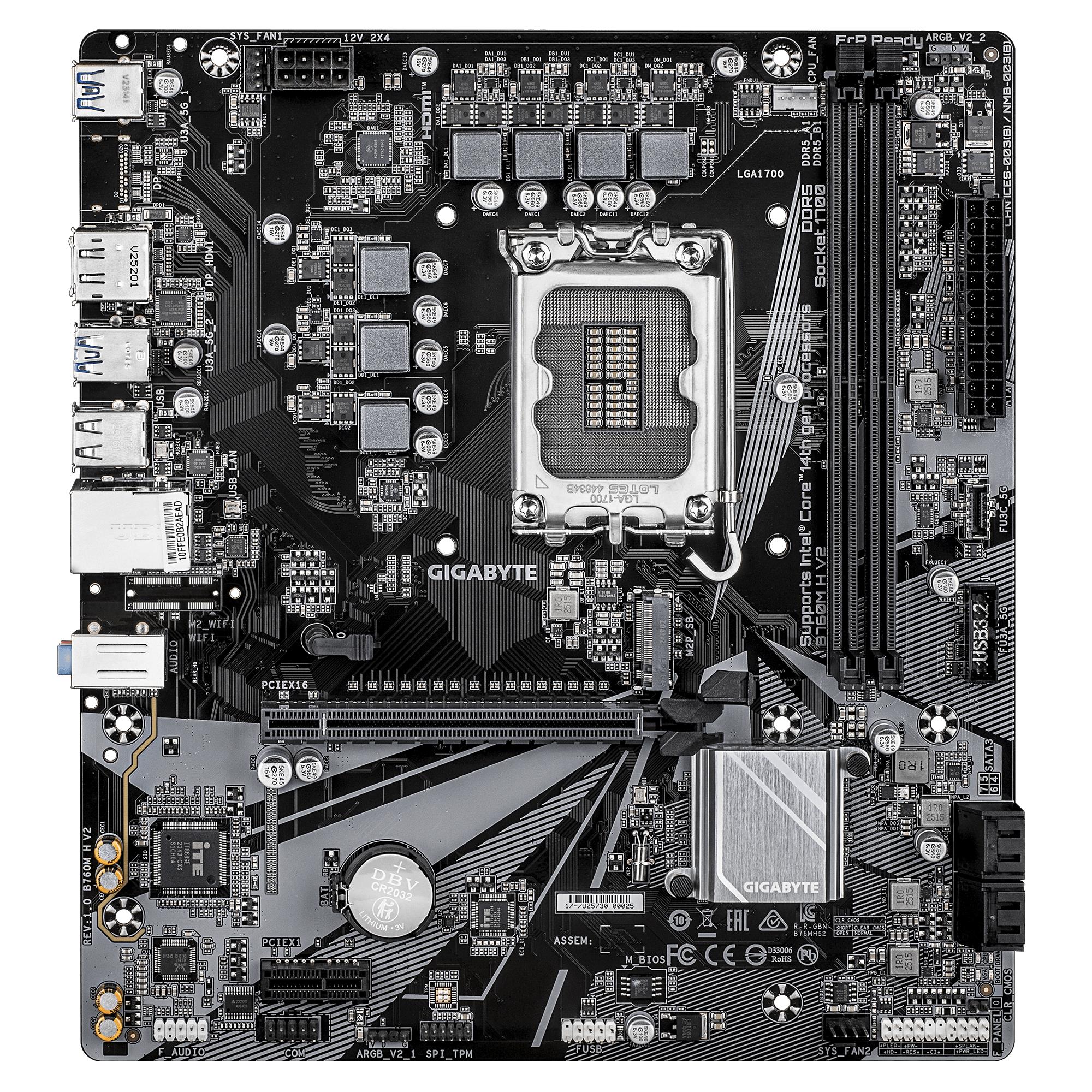 Mainboard GIGABYTE Intel B760 Express LGA1700 Micro-ATX Memory DDR5 Memory slots 2 B760MHV21.0