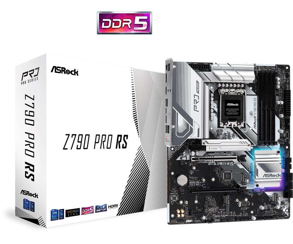 Mainboard ASROCK Intel Z790 LGA1700 ATX Memory DDR5 Memory slots 4 2xPCI-Express 3.0 1x 1xPCI-Express 4.0 16x 1xPCI-Express 5.0 16x 4xM.2 1xHDMI 1xDisplayPort 4xUSB 2.0 3xUSB 3.2 1xUSB-C 1xPS/2 1xRJ45 3xAudio port Z790PRORS