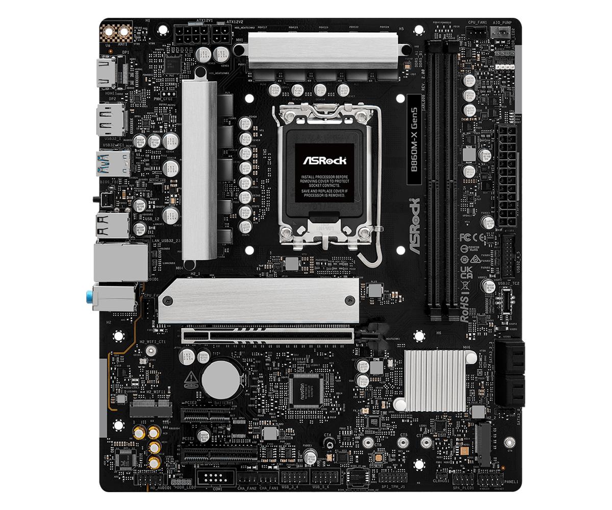 Mainboard ASROCK Intel B860 LGA 1851 (Socket V1) micro ATX RAM DDR5-SDRAM 2xSlots 1xNumber of M.2 (M) slots B860M-XGEN5