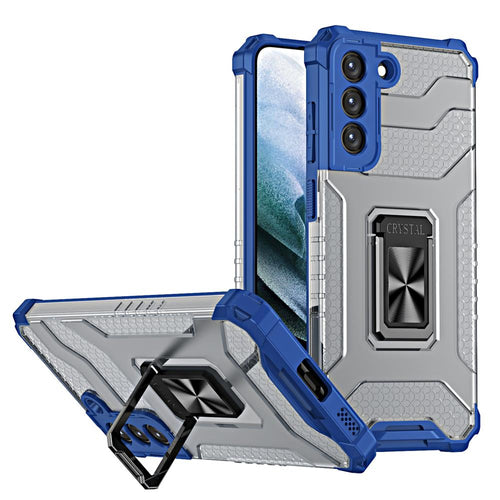 Crystal Ring Case tough hybrid cover + magnetic holder for Samsung Galaxy S22 + (S22 Plus) blue — Hurtel
