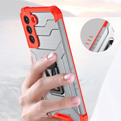Crystal Ring Case tough hybrid cover + magnetic holder for Samsung Galaxy S22 + (S22 Plus) black — Hurtel