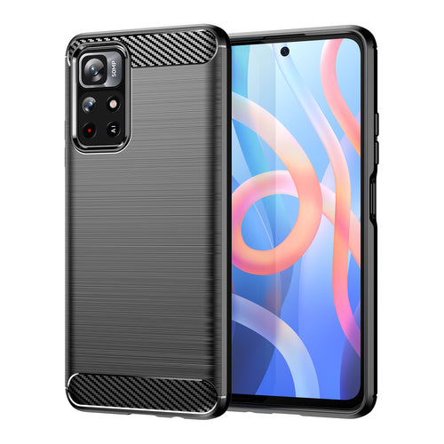 Carbon Case Flexible Cover Sleeve for Xiaomi Redmi Note 11 black — Hurtel