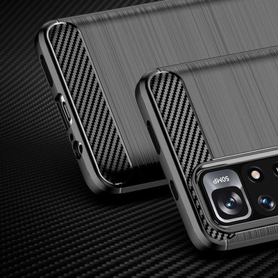 Carbon Case Flexible Cover Sleeve for Xiaomi Redmi Note 11 black — Hurtel