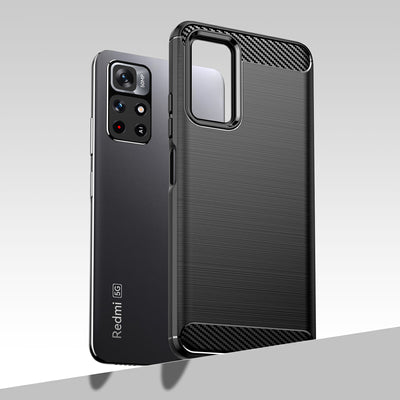 Carbon Case Flexible Cover Sleeve for Xiaomi Redmi Note 11 black — Hurtel