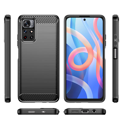 Carbon Case Flexible Cover Sleeve for Xiaomi Redmi Note 11 black — Hurtel