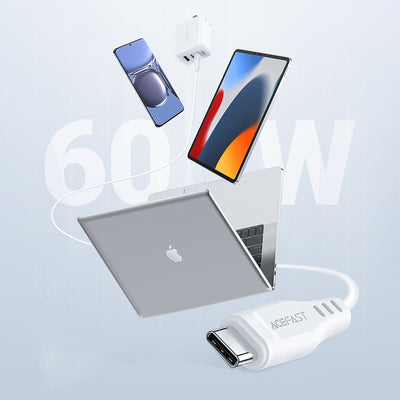 Acefast C3-03 USB-C - USB-C PD QC cable 60W 3A 480Mb/s 1.2m - white