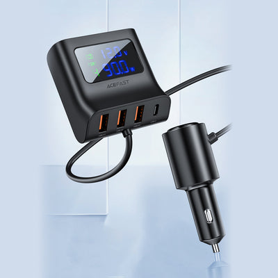 Acefast car charger 90W USB Type C / 3x USB / cigarette lighter socket, PPS, PD3.0, QC3.0, AFC, FCP charging station black (B