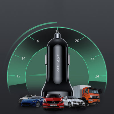 Acefast car charger 66W USB Type C / USB, PPS, Power Delivery, Quick Charge 4.0, AFC, FCP black (B4 black)