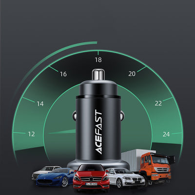 Acefast car charger 38W USB Type C / USB, PPS, Power Delivery, Quick Charge 3.0, AFC, FCP black (B1 black)