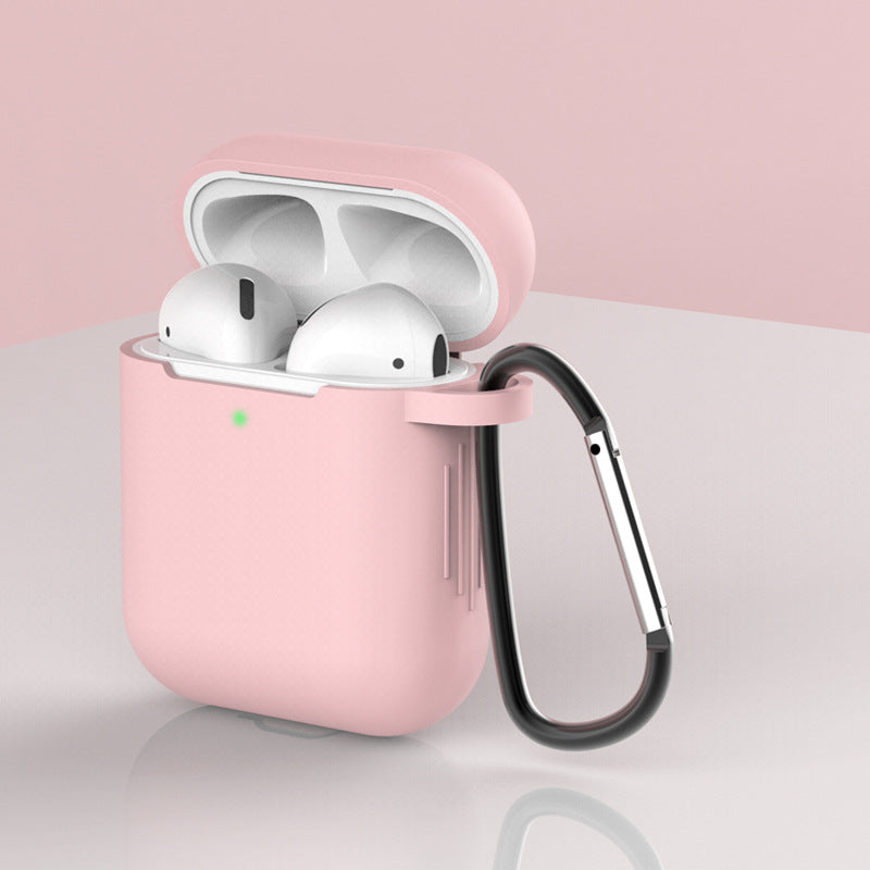 Case for AirPods 2 / AirPods 1 silicone soft case for headphones + keychain carabiner pendant pink (case D) — Hurtel
