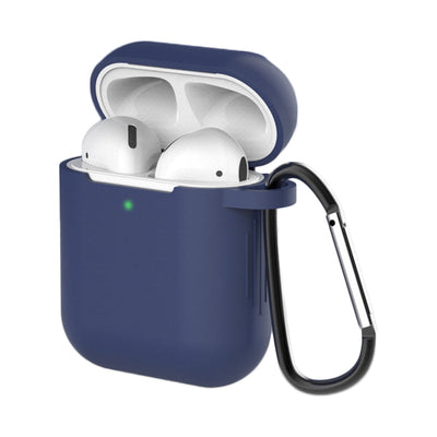 Case for AirPods 2 / AirPods 1 silicone soft case for headphones + keychain carabiner pendant blue (case D) — Hurtel