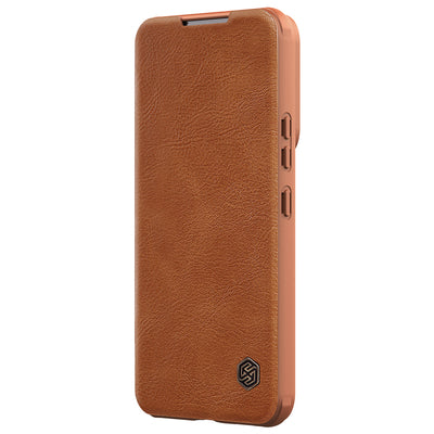 Nillkin Qin Leather Pro Case Case for Samsung Galaxy S22+ (S22 Plus) Camera Protector Holster Cover Flip Case Brown