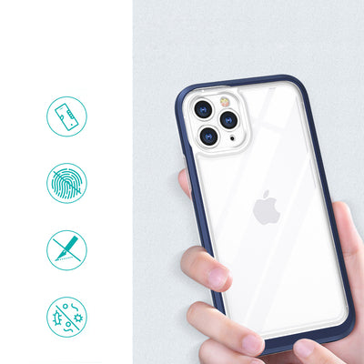 Clear 3in1 case for iPhone 11 Pro Max blue frame gel cover — Hurtel
