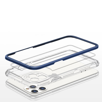 Clear 3in1 case for iPhone 11 Pro Max blue frame gel cover — Hurtel