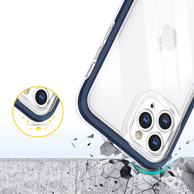 Clear 3in1 case for iPhone 11 Pro Max blue frame gel cover — Hurtel