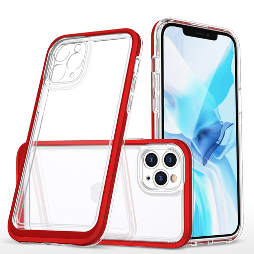 Clear 3in1 Case for iPhone 11 Pro Max Frame Cover Gel Red — Hurtel