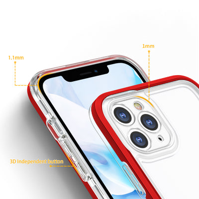 Clear 3in1 Case for iPhone 11 Pro Max Frame Cover Gel Red — Hurtel