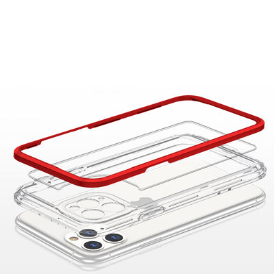 Clear 3in1 Case for iPhone 11 Pro Max Frame Cover Gel Red — Hurtel