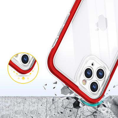 Clear 3in1 Case for iPhone 11 Pro Max Frame Cover Gel Red — Hurtel