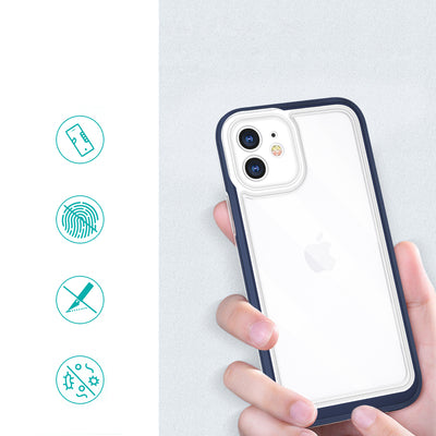 Clear 3in1 case for iPhone 12 blue frame gel cover — Hurtel