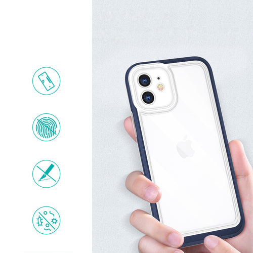 Clear 3in1 case for iPhone 12 blue frame gel cover — Hurtel
