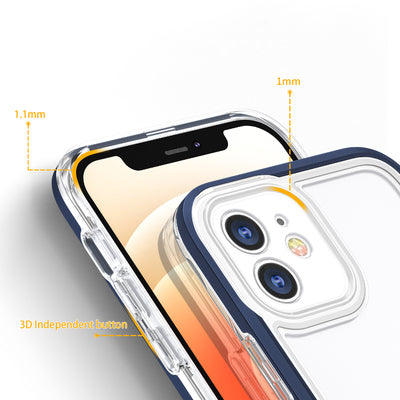 Clear 3in1 case for iPhone 12 blue frame gel cover — Hurtel