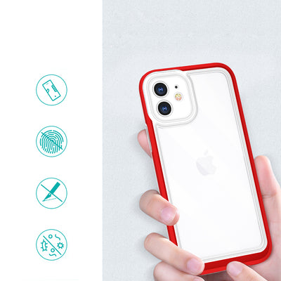 Clear 3in1 case for iPhone 12 frame gel cover red — Hurtel