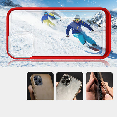 Clear 3in1 case for iPhone 12 frame gel cover red — Hurtel