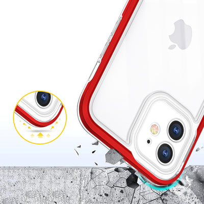 Clear 3in1 case for iPhone 12 frame gel cover red — Hurtel