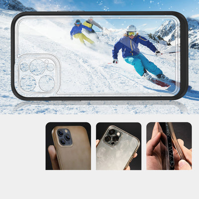 Clear 3in1 case for iPhone 12 Pro frame gel cover black — Hurtel