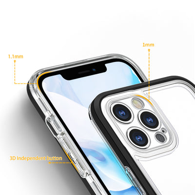 Clear 3in1 case for iPhone 12 Pro frame gel cover black — Hurtel
