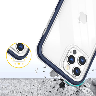 Clear 3in1 case for iPhone 12 Pro blue frame gel cover — Hurtel