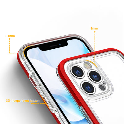 Clear 3in1 case for iPhone 12 Pro frame gel cover red — Hurtel