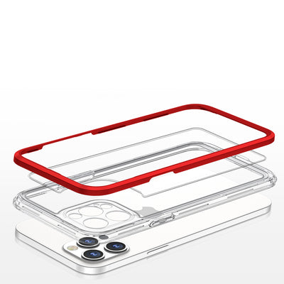 Clear 3in1 case for iPhone 12 Pro frame gel cover red — Hurtel