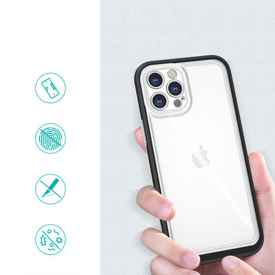 Clear 3in1 case for iPhone 12 Pro Max case gel cover with frame black — Hurtel