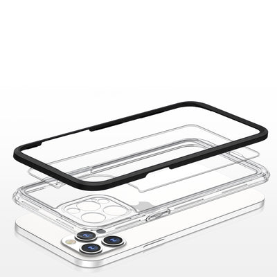 Clear 3in1 case for iPhone 12 Pro Max case gel cover with frame black — Hurtel