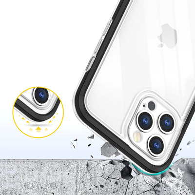 Clear 3in1 case for iPhone 12 Pro Max case gel cover with frame black — Hurtel