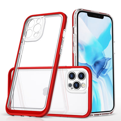 Clear 3in1 Case for iPhone 12 Pro Max Frame Cover Gel Red — Hurtel