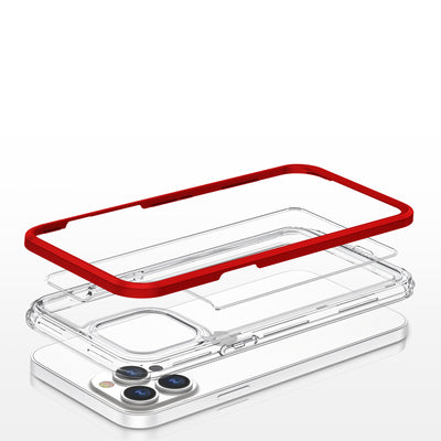 Clear 3in1 case for iPhone 13 Pro frame cover gel red — Hurtel