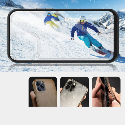 Clear 3in1 case for iPhone 13 Pro Max case gel cover with frame black — Hurtel