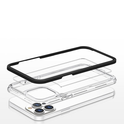Clear 3in1 case for iPhone 13 Pro Max case gel cover with frame black — Hurtel