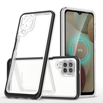 Clear 3in1 Case for Samsung Galaxy A22 4G Frame Gel Cover Black — Hurtel