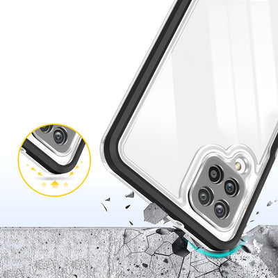 Clear 3in1 Case for Samsung Galaxy A22 4G Frame Gel Cover Black — Hurtel