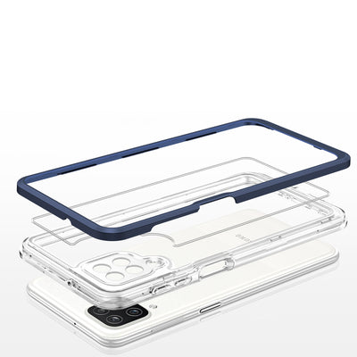 Clear 3in1 Case for Samsung Galaxy A22 4G Frame Gel Cover Blue — Hurtel