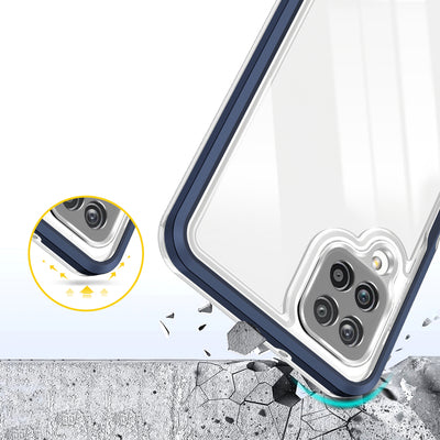 Clear 3in1 Case for Samsung Galaxy A22 4G Frame Gel Cover Blue — Hurtel