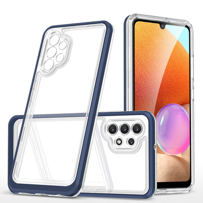Clear 3in1 Case for Samsung Galaxy A32 5G Frame Gel Cover Blue — Hurtel