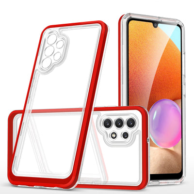 Clear 3in1 Case for Samsung Galaxy A32 5G Frame Gel Cover Red — Hurtel