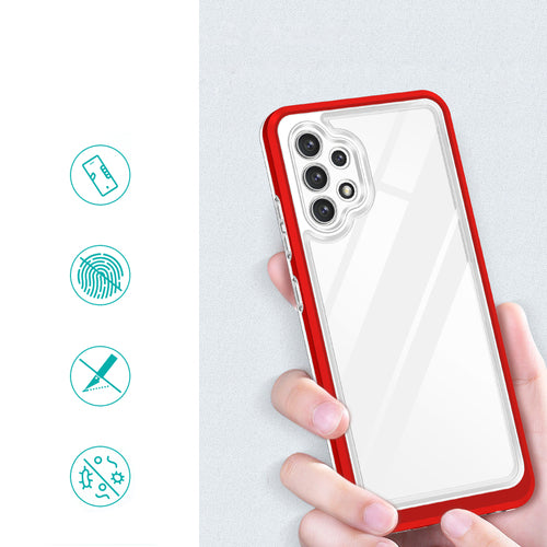 Clear 3in1 Case for Samsung Galaxy A32 5G Frame Gel Cover Red — Hurtel