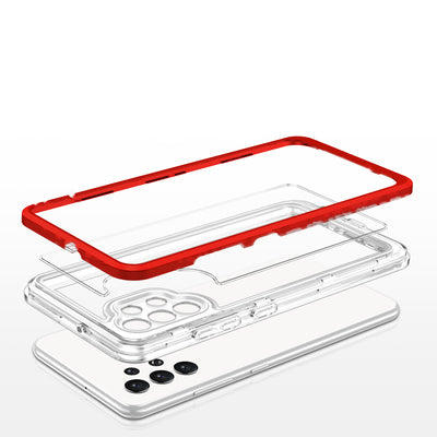 Clear 3in1 Case for Samsung Galaxy A32 5G Frame Gel Cover Red — Hurtel