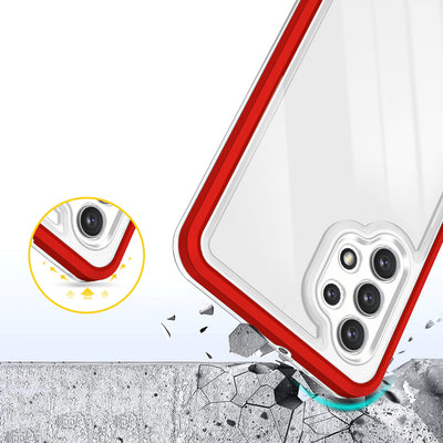 Clear 3in1 Case for Samsung Galaxy A32 5G Frame Gel Cover Red — Hurtel
